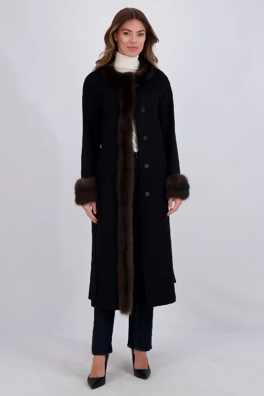 women's coats for those who love to mix and matchCASHMERE SHORT COAT WITH SABLE TRIM