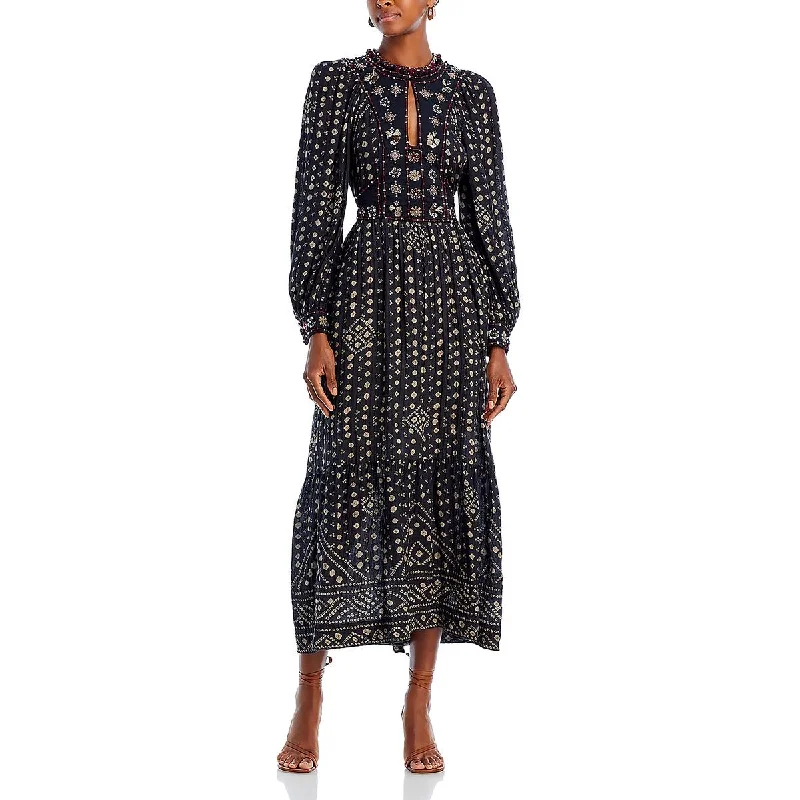 women's stretch dressesSea New York Womens Printed Embellished Midi Dress