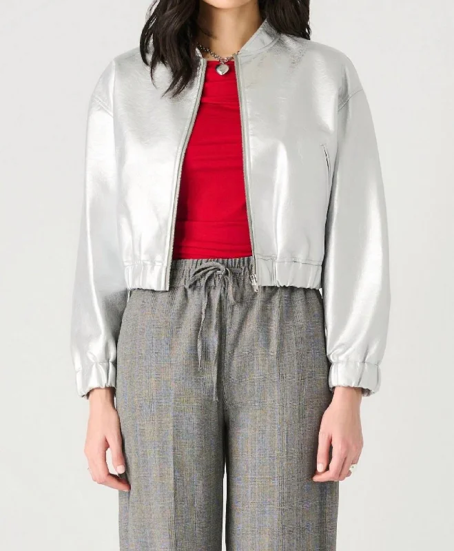 affordable women's coatsMeteorite Bomber Jacket In Silver