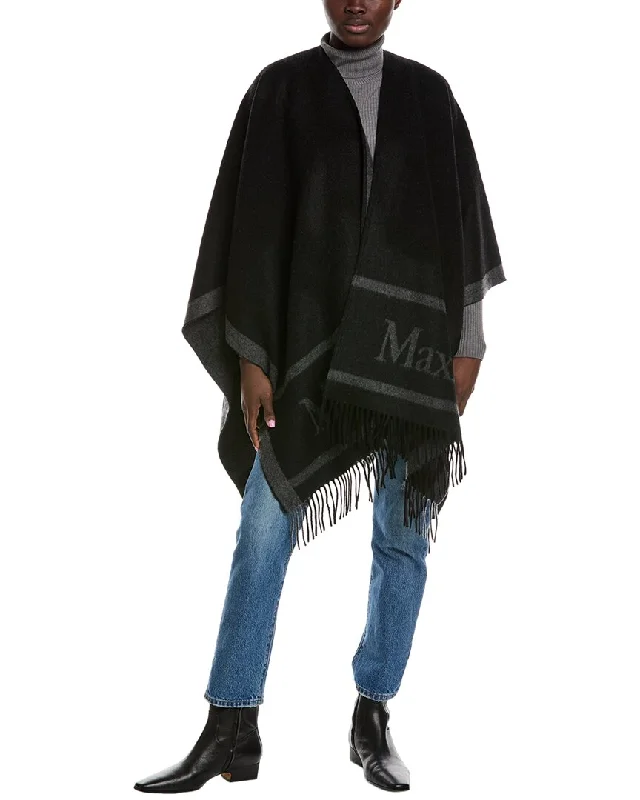 women's duffle coatsMax Mara Logo Jacquard Wool Cape