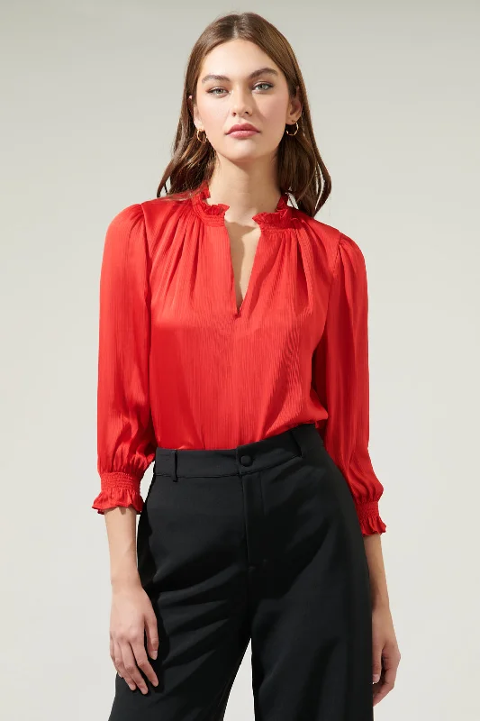 plus-size women's topsRodeo Split Neck Blouse