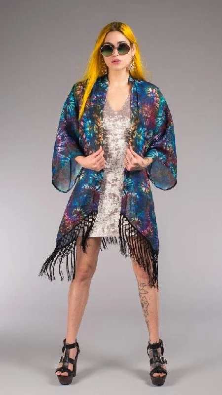 women's coats that offer both functionality and fashion-forward flairCoral Swirl Kimono