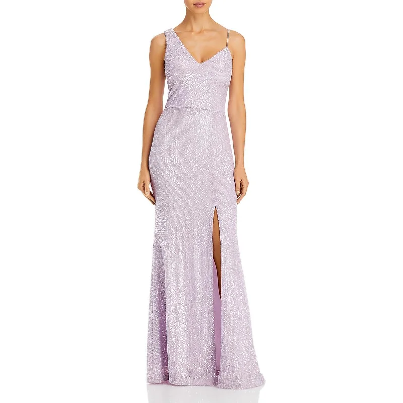 women's travel dressesAqua Womens Sequined Long Evening Dress