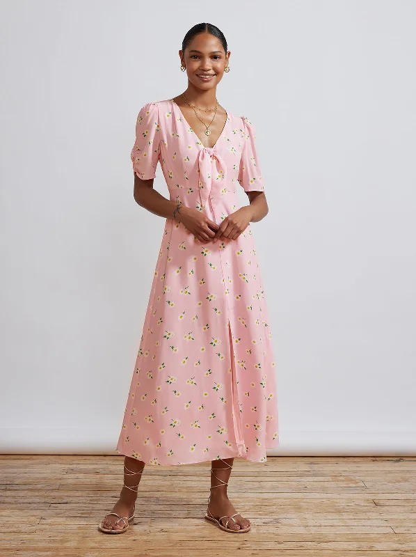 women's machine-washable dressesBell Pink Daisy Midi Dress