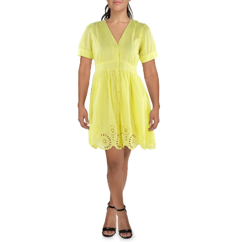 Retro DressCeCe Womens Scalloped Midi Shirtdress