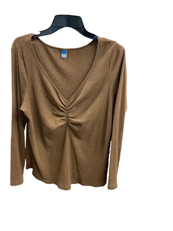 elegant women's topsTop Long Sleeve Basic By Old Navy In Brown, Size: 2x