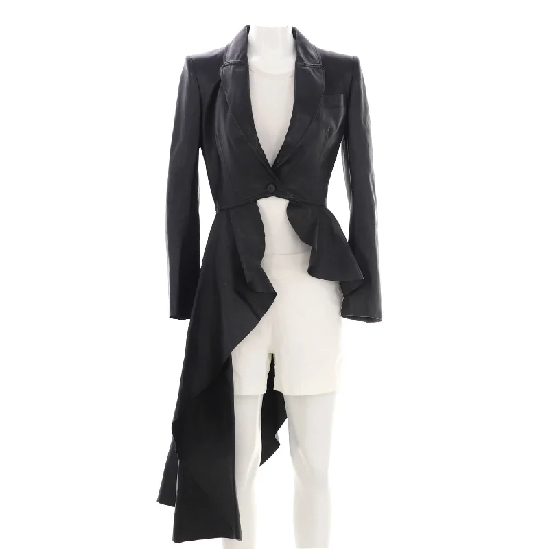 women's coats for relaxed weekendsWomen's Asymmetrical Peplum Biker Jacket Leather