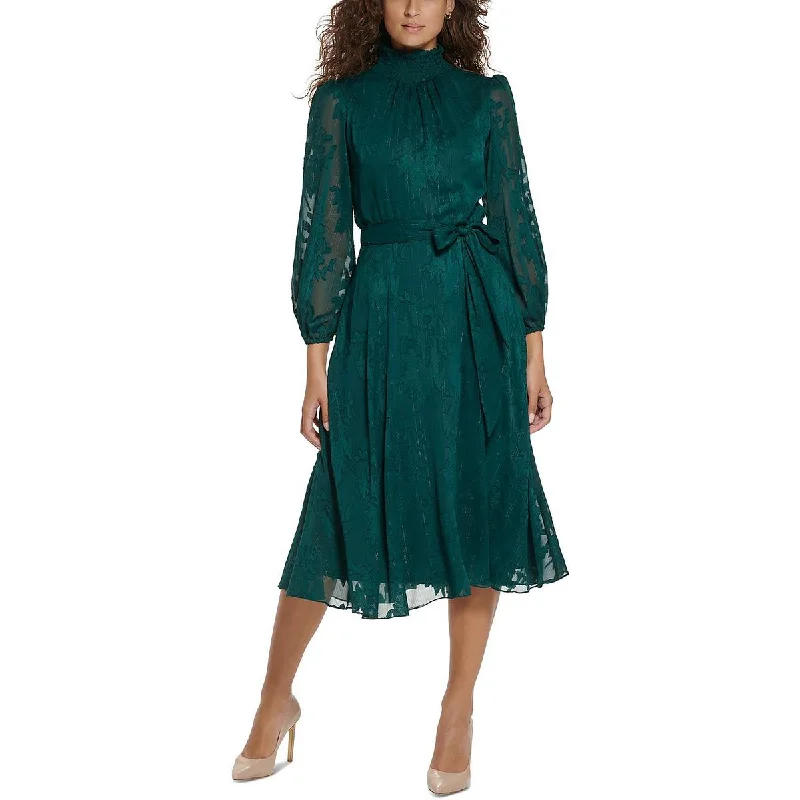 women's wrinkle-resistant dressesJessica Howard Womens Jacquard Midi Dress