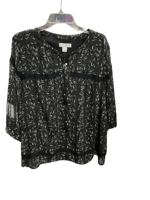 trendy women's topsTop Long Sleeve By Cj Banks In Black, Size: 2x