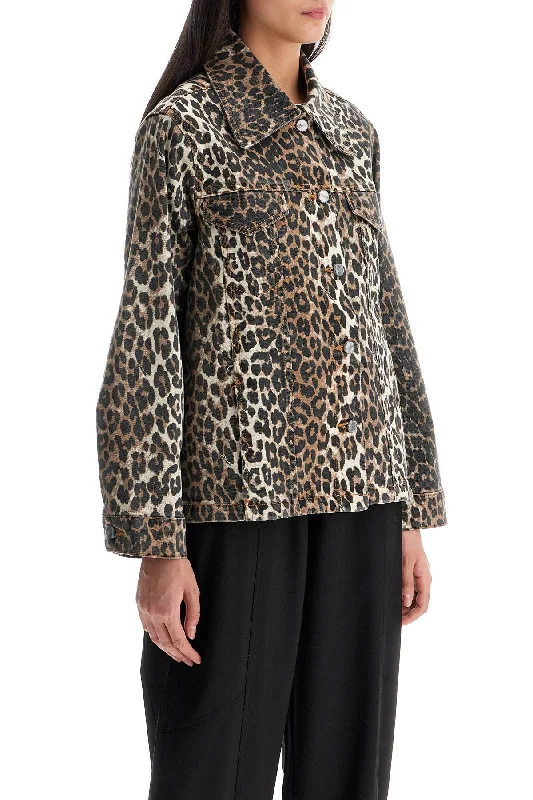 women's coats for fashion-forward individualsGanni "leopard Print Denim Jacket"