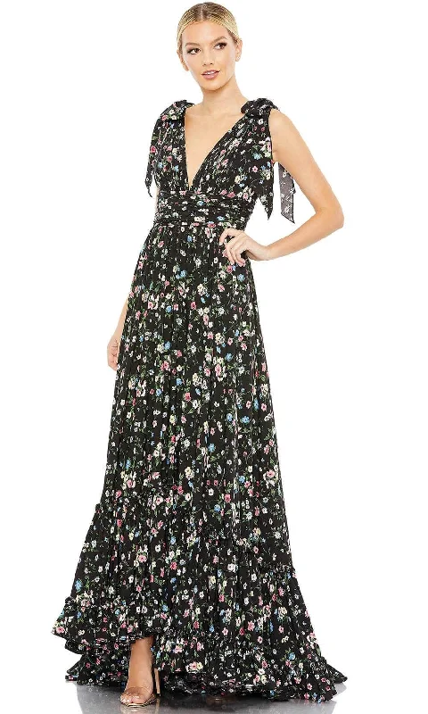 Cocktail DressMac Duggal 50657 - Floral Print V-Neck Midi Dress