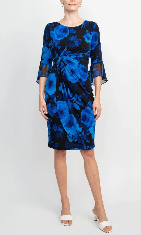 Ruffled Hem DressConnected Apparel TMJ37985 - Flutter Sleeve Sheath Midi Dress