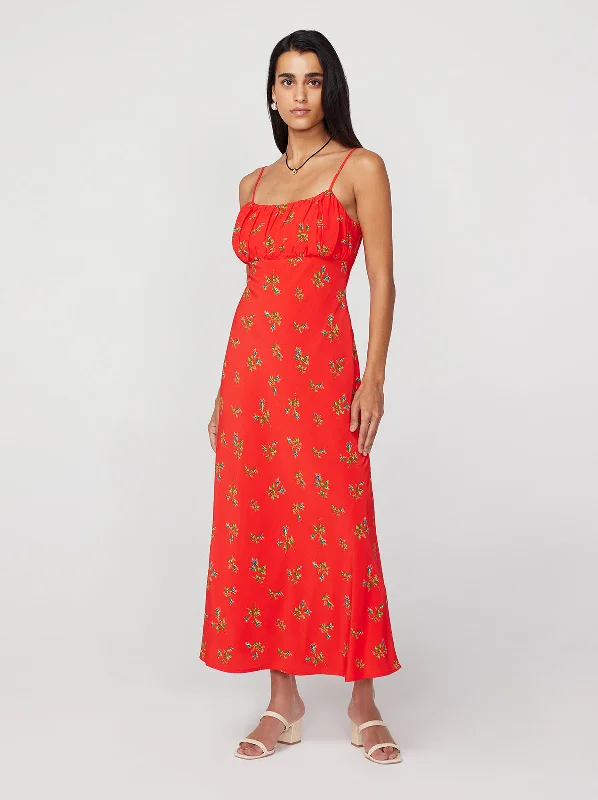 Off-The-Shoulder DressVelma Red Rosebud Midi Dress