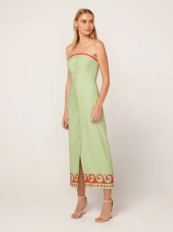 Neon DressGilda Pistachio Wave Print Midi Dress