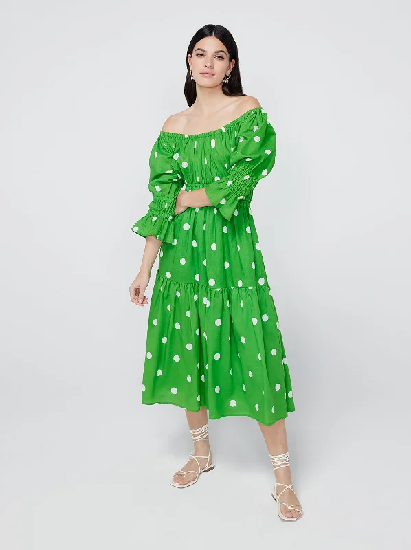 women's vintage dressesMargot Green Polka Dot Midi Dress