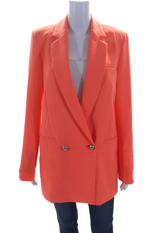 women's coats for vintage fashion enthusiastsPinko Womens Double Breasted Goldie Blazer Jacket Neon Orange