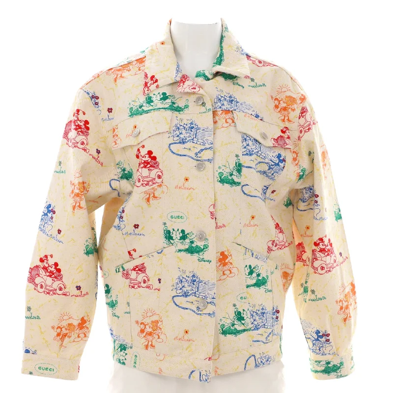 women's coats with floral printsWomen's Disney Button Up Jacket Printed Denim