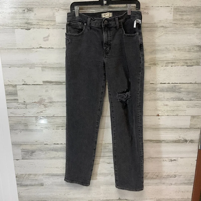 women's denim jeans with distressed back pocketsJeans Straight By Madewell In Black Denim, Size: 8