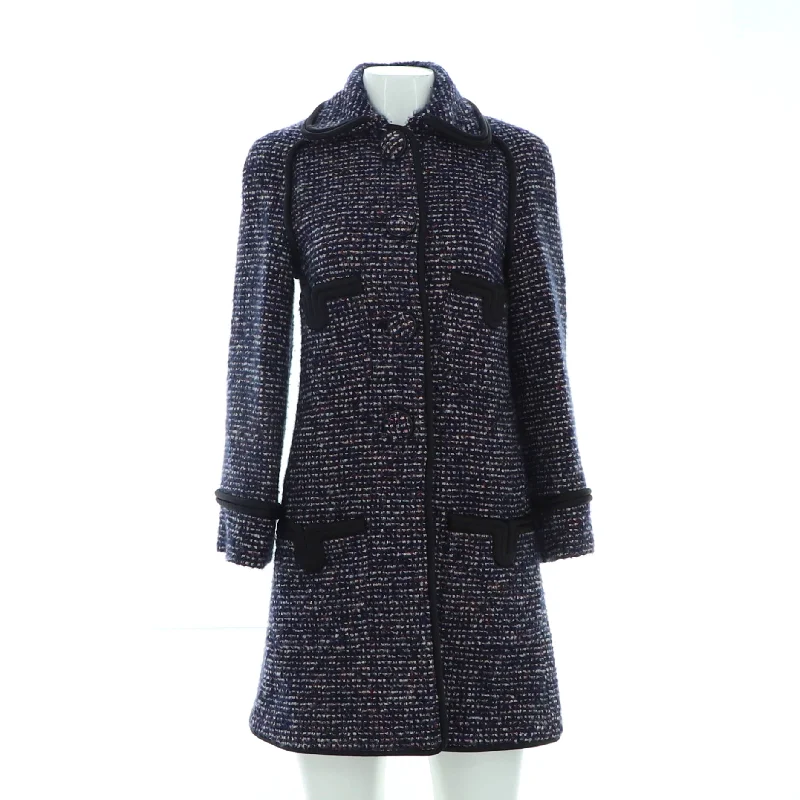 women's coats for those who want to make a fashion statementWomen's Four Pocket Trim Detail Collared Button Up Coat Tweed with SIlk