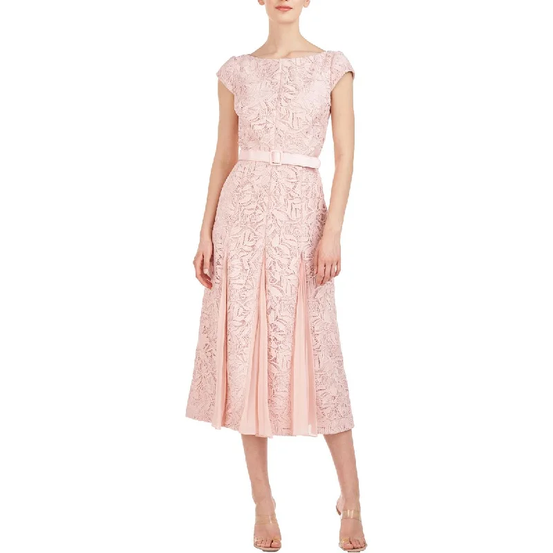 Velvet DressKay Unger New York Womens Lace Cap Sleeve Midi Dress