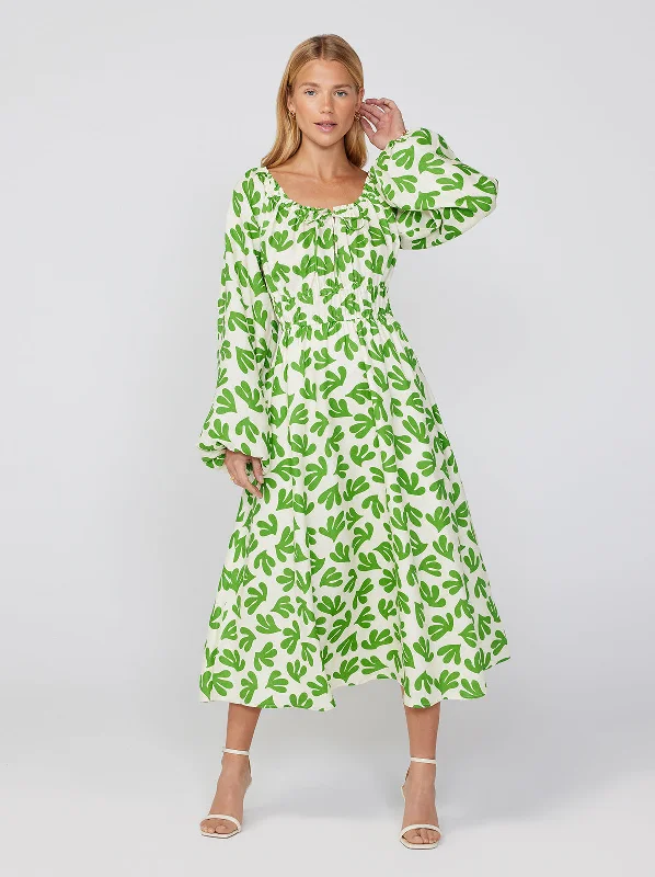 Fit-And-Flare DressLuella Leaf Print Midi Dress