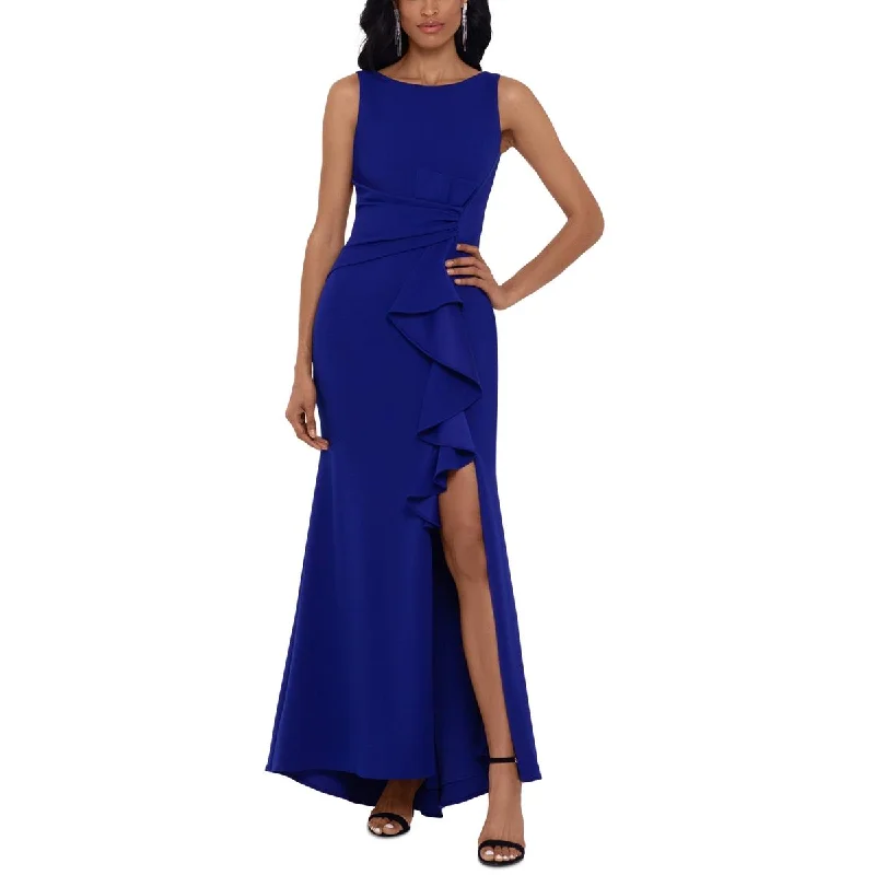 Embellished DressBetsy & Adam Womens Ruched Side Slit Evening Dress