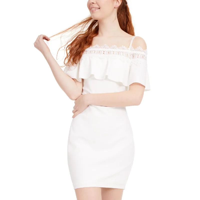 High-Neck DressBCX Womens Juniors Crochet Off-The-Shoulder Bodycon Dress