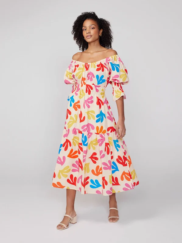 women's flowy dressesMargot Multi Leaf Print Midi Dress