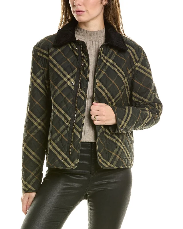 women's coats for everyday wear and tearBurberry Cropped Check Quilted Barn Jacket