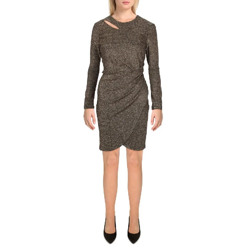 women's wrinkle-resistant dressesDKNY Womens Metallic Cut-Out Bodycon Dress