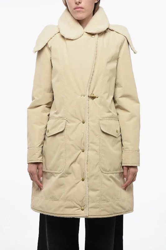 women's coats for layeringFay Pile-Borg Paded Parka with Hanger Detail