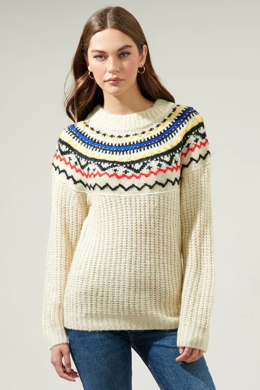 women's tops for those who want to add a pop of color to their outfitsAurelia Fair Isle Mock Neck Sweater