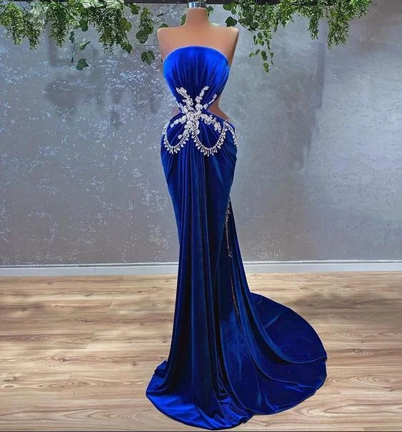 women's sleeveless dressesLuxury gorgeous elegant women long evening dress mermaid royal blue ball gown gh2186