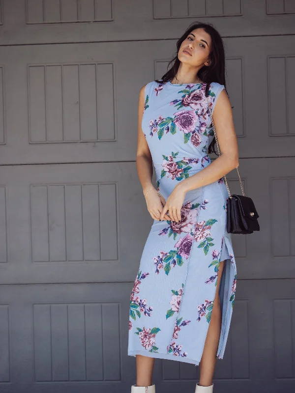 Knit DressFree People Carmel Midi Dress - Blue Floral