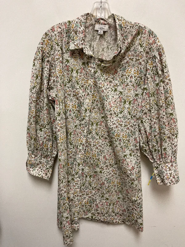 women's tops with built-in brasTunic Long Sleeve By J. Crew In Floral Print, Size: M