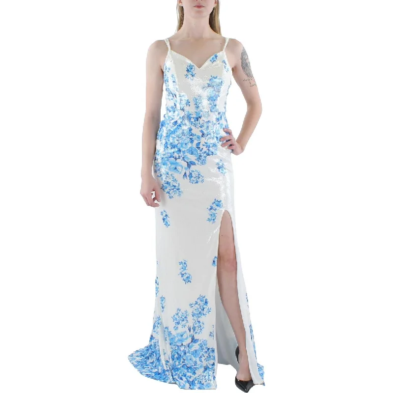 women's hourglass figure dressesDear Moon Womens Juniors Sequin Floral Print Evening Dress