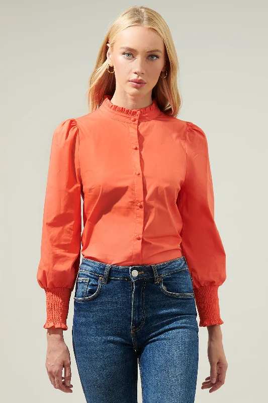 women's tops for smart casual looksHenricka Ruffle Button Down Top