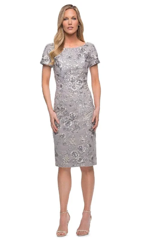 women's A-line dressesLa Femme - Embroidered Midi Dress 29824SC