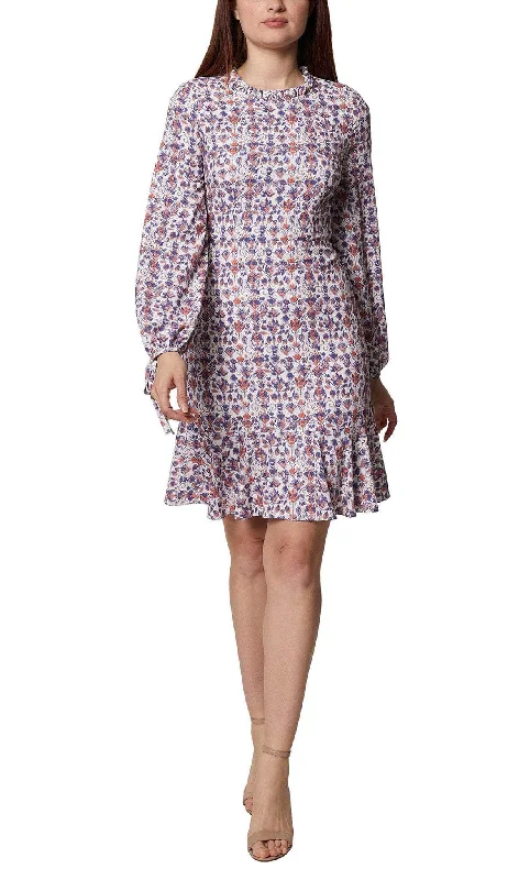 Maternity DressBCBG Generation GU07D10 - Printed Fabric Long Sleeve Midi Dress