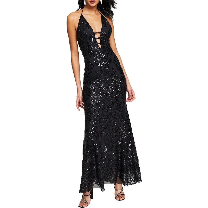 Formal DressBlondie Nites Womens Juniors Sequin Cut-Out Evening Dress