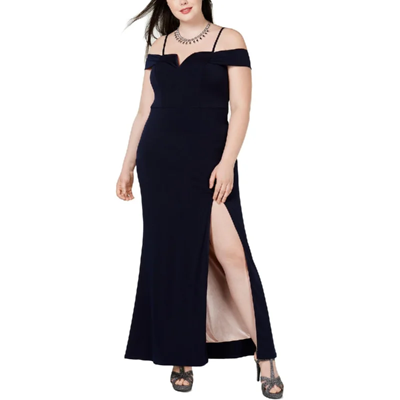 women's retro dressesCity Studio Womens Plus Off-The-Shoulder V-Neck Evening Dress