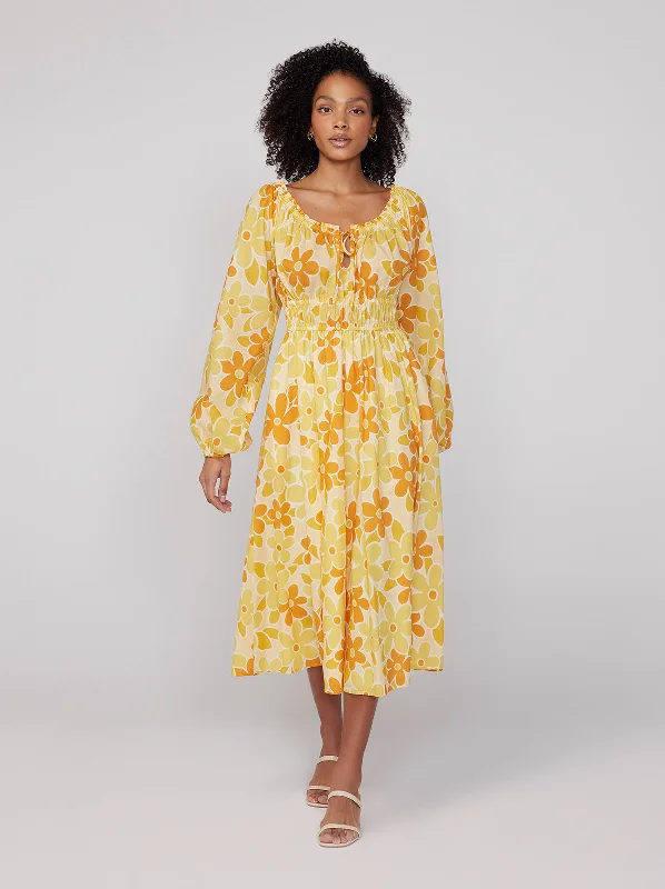 women's bodycon dressesLuella Yellow Floral Print Midi Dress