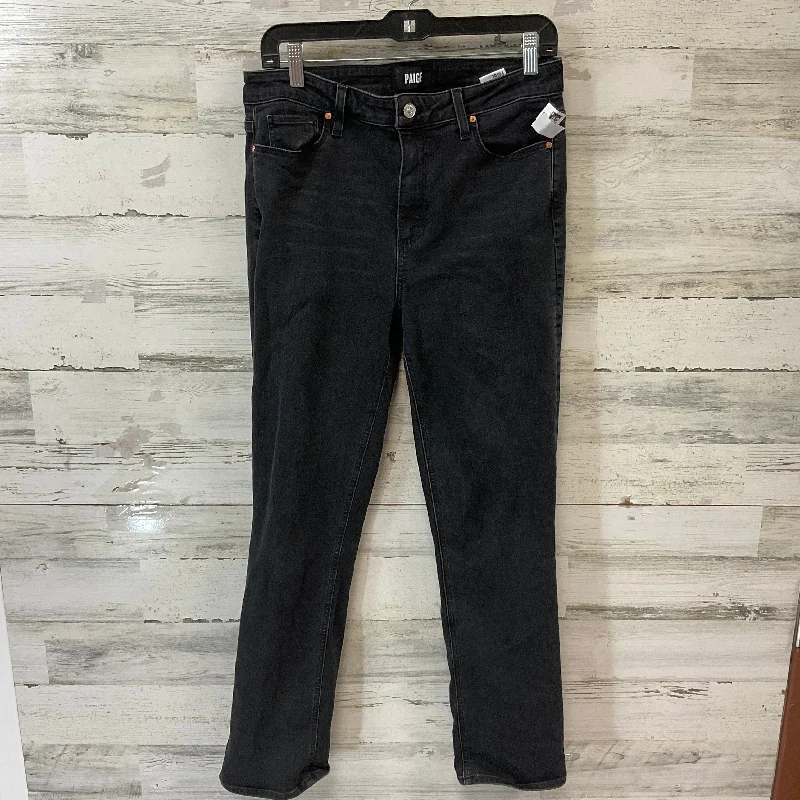 women's denim jeans with adjustable waistbandsJeans Straight By Paige In Black Denim, Size: 10