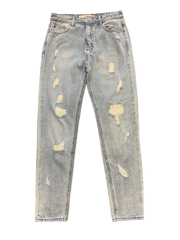 women's distressed denim jeans with holesJeans Straight By Zara In Blue Denim, Size: 8