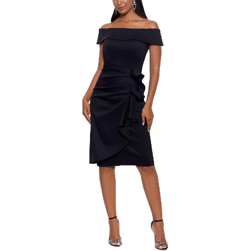 women's tall dressesXscape Womens Ruched Off-The-Shoulder Bodycon Dress