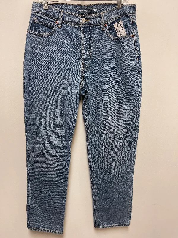 women's denim jeans with distressed thighsJeans Straight By Old Navy In Blue Denim, Size: 8