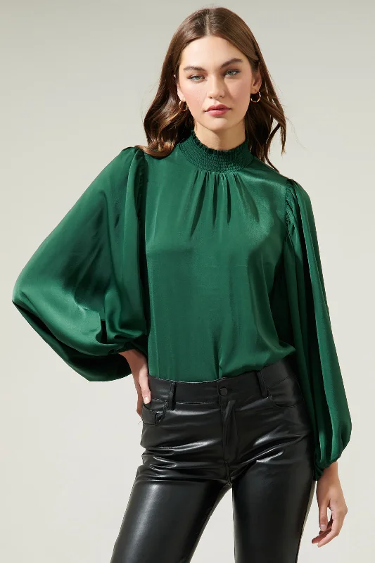 women's tops for those who want to create outfits that reflect their personal style and sense of fashionRita Figaro Satin Balloon Sleeve Blouse