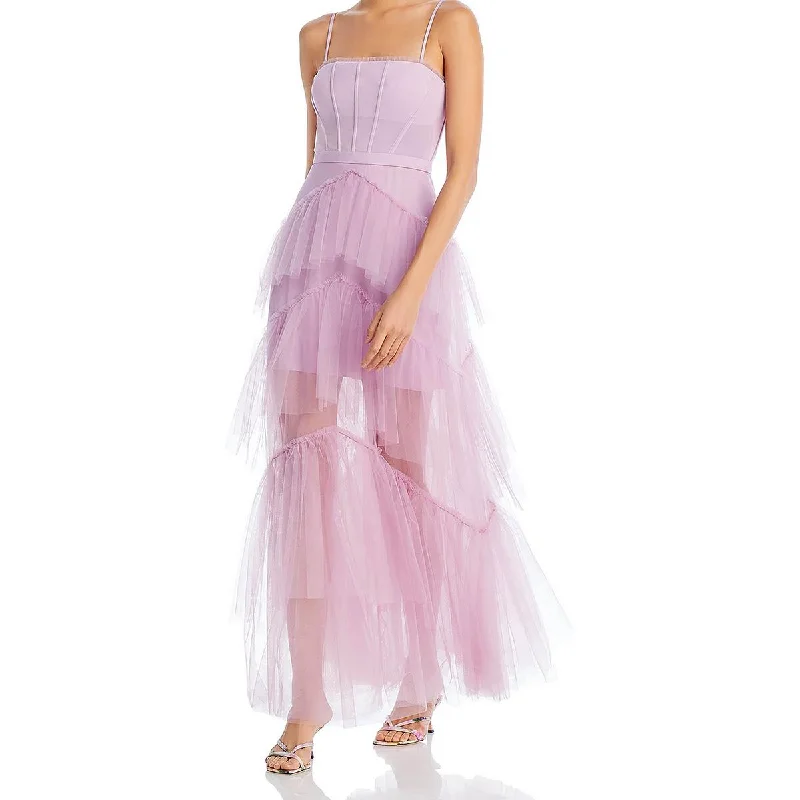 Flowy DressBCBG Max Azria Oly Women’s Tiered Ruffle Tulle Sleeveless Corset Evening Gown