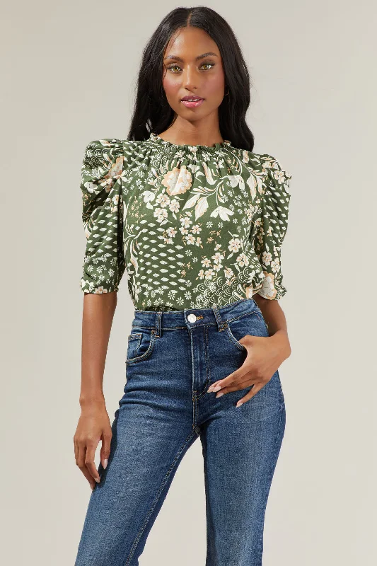 women's tops for cocktail partiesFernwood Floral Drape Sleeve Top