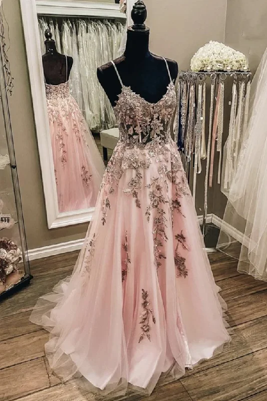 women's fashionable dressesV Neck Backless Pink Lace Long Prom Dress, Long Pink Lace Formal Evening Dress gh2283